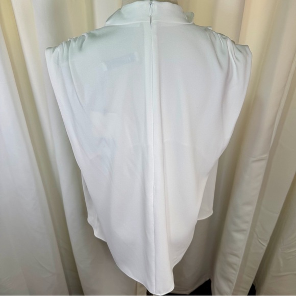 NWT Zara Pleated Shoulder Draped Cowl Neck Sleeveless Blouse in White Size XL - Picture 12 of 16